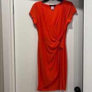 Elegant Orange Wrap Dress by J F W